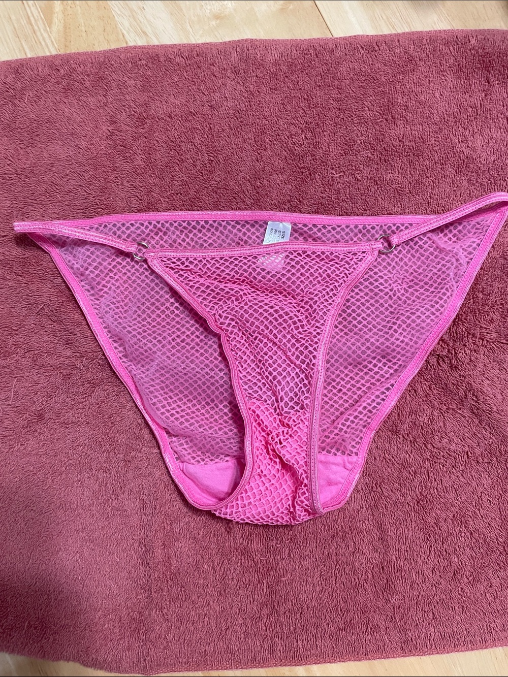 Sheer Fishnet Bikini Briefs in Hot Pink
